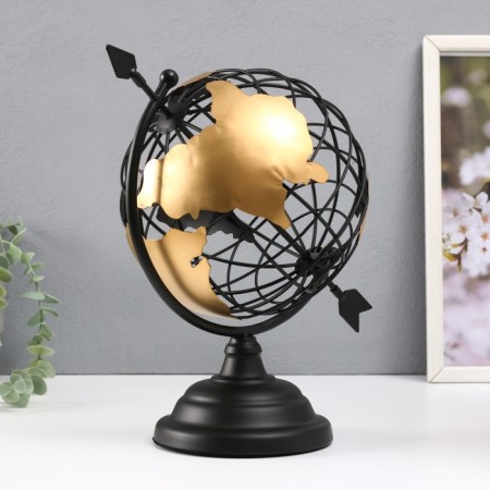 Souvenir Metal "Globe with an arrow" Black 27x17x30 cm-3