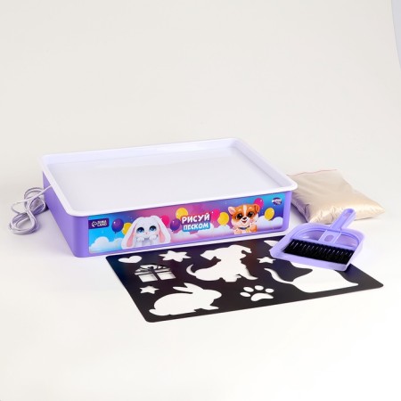 The tablet "Sand -drawing", 27 x 39 cm, sand 1 kg, stencil, set for creativity-1