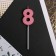 Candle for the cake, the number "8", pink.