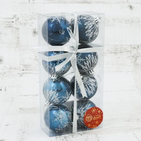 Set of balls plastic D-6 cm, 8 pcs "gerda" silver-blue-1
