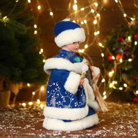 Snow Maiden "in a blue fur coat with a heart" moves, 30 cm-5