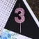 Candle for the cake, number "3", pink, 4 x 10 cm.