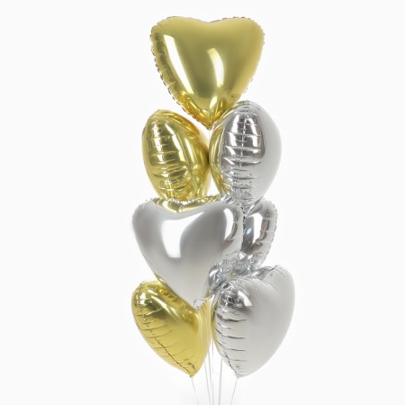 Set of foil balls "Hearts. Gold and silver ”, 7 pcs.-1