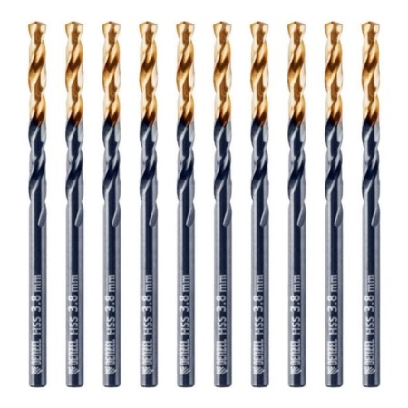 Drill Denzel 717208, 3.8 mm, HSS-Tin, Golden Tip, 10 pcs.