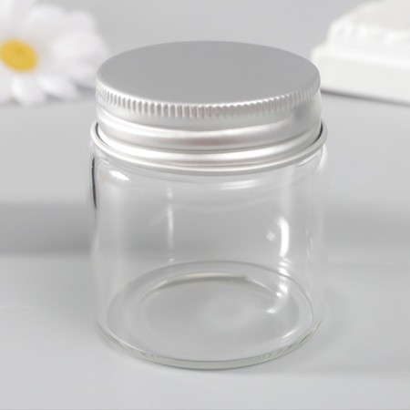 Decor for creativity Glass "Jars with a lid" silver 4.7x4.7x5 cm