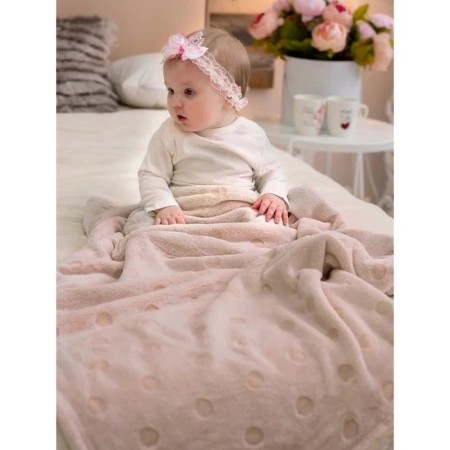 Blanket - "peas" bedspread, size 100x118 cm, beige color