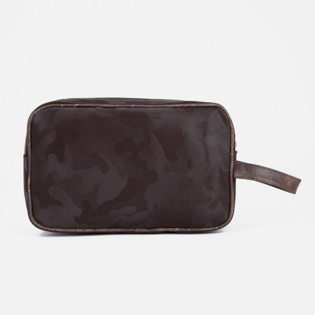 Lightning cosmetic bag, external pocket, brown color-1