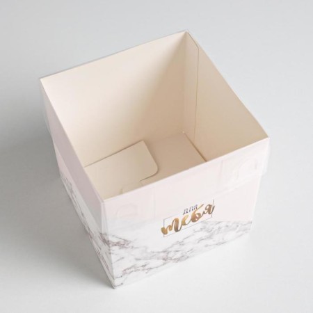 Gift box for flowers with PVC lid, packaging, "for you", 12 x 12 x 12 cm-1
