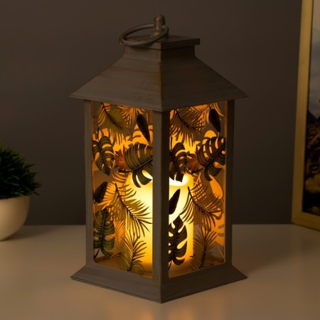 Spinker "Leaves" LED from batteries 3HAAA gray with a golden patina 14x14x29.5 cm Risalux-2