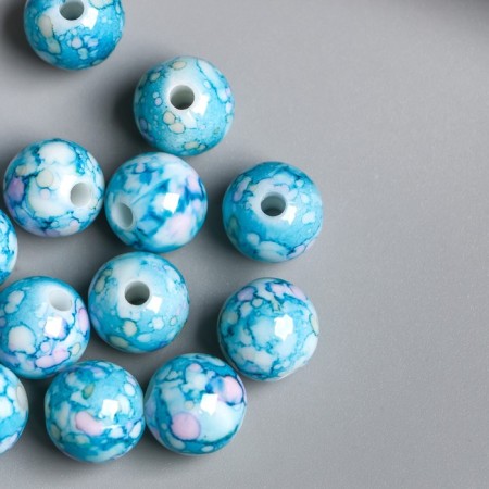 Beads for creativity plastic "Marble. Blue" d = 1.2 cm set 20 grams