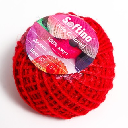 Yarn 100% juts "Softino Jute Colored" 50m ± 2m red 50 g