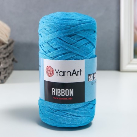 Ribbon yarn 40% polyester, 60% cotton 125m/250g (763 pigeons. Biryuza)