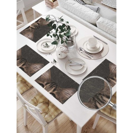 Set of napkins for setting the table "Curious cat", rectangular, size 32x46 cm, 4 pcs-1