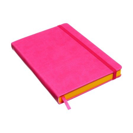 Leduced Diary A5, 140l, cell, leatherette, elastic band, yellow cut, fuchsia-3
