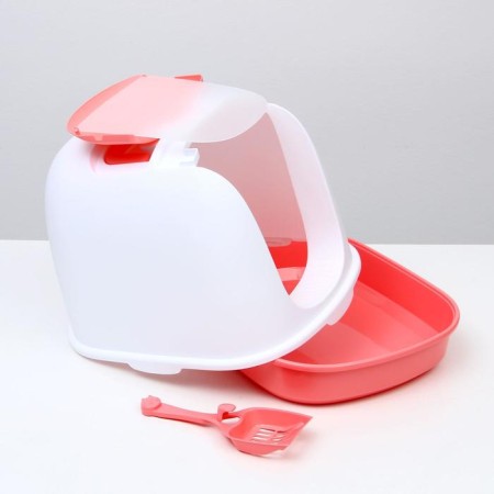 Closed toilet with a scoop, 47 x 40 x 39 cm, white-pink-7
