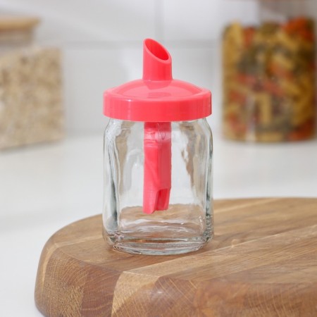 Sugar, glass, 260 ml, with a plastic dispenser-1