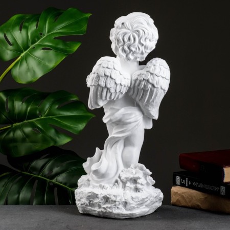 Figure "Angel with flowers" Big white 20x19x42cm-2