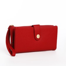 Women's wallet on the button, red color