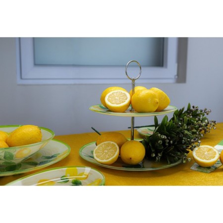 Glass fruit 2-tier shade "Dolce", d = 25/20 cm, yellow color-6