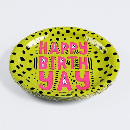Disposable paper plate "Happy Birthday. Bright ", 18 cm-2