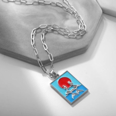 Pendant "Picture" of fish, colored in silver, 45 cm