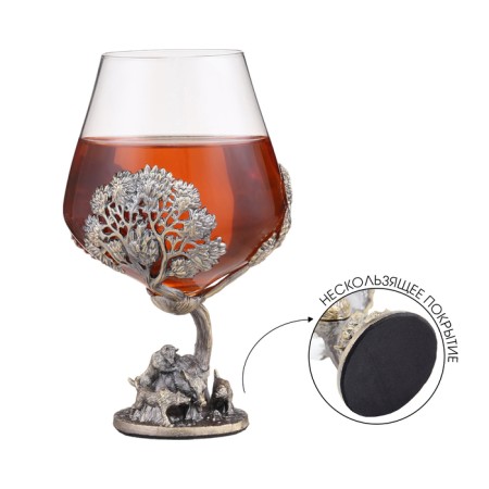 Cognac glass "Hunting for a boar", 550 ml, bronze-1