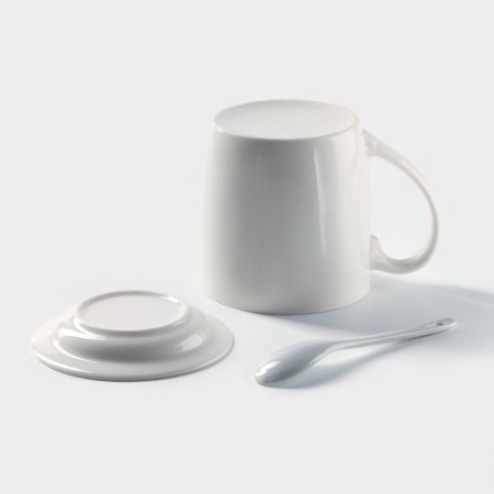 Ceramic mug with a stand and a spoon “Unicorn in Dreams”, 330 ml, Mix drawing-1