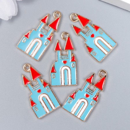 Decor for creativity Metal, enamel "Fairytale Castle" Blue 2.5x1.2 cm-2