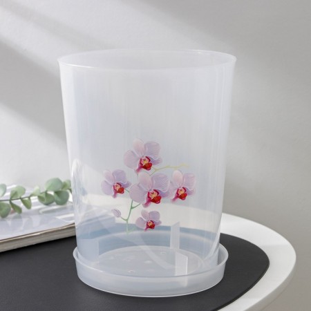 Pot for orchids with a pallet, 3.5 l, the color is transparent-5