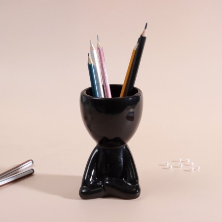 Interior item "Mr. Green Yog" 11.3*7.5*7 Black ceramics-6