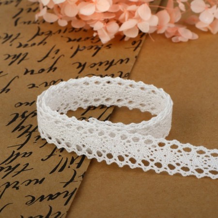 Knitted lace, 15 mm × 2.7 ± 0.5 m, white color-2