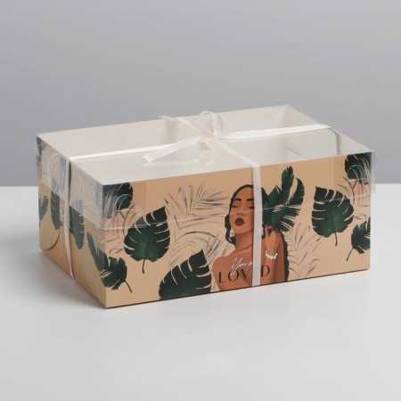 Capcake box, confectionery packaging, 6 cells, “wild”, 23 x 16 x 10 cm
