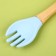Set of children's cutlery, fork and spoon, blue color