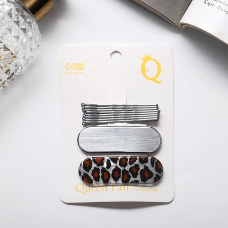 Invisibility for Herty hair (set 10 pcs) Leo, 5 cm, silver-black