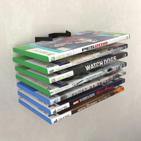 Blu-ray, CD and game disks, wall, black