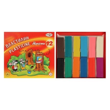 Plasticine 12 colors 240 g, gamut "Cartoons", with stack, cardboard packaging 280018-4