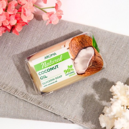 Toilet soap "Aroma Natural Coconut Oil" with coconut oil, 100 g