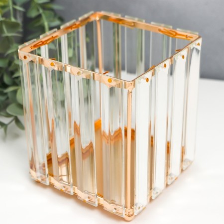 Summary Metal for 1 candle "Crystals" Square gold 12.5x11.5x11.5 cm-2