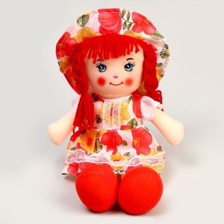 Soft doll "Girl", a flower dress, color mix