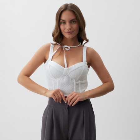 Women's tweed corset, mist, p. M, white-1