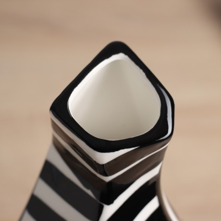 VAZA Ceramics Table "Picasso" (manual painting) checkmarks, 26x11.5 cm, black and white-2