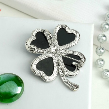 Galiotis brooch-column clover, green color in silver-1