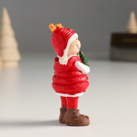 Polystone souvenir "Baby in red glassy vest and hat with horns" MIX 4x4x9.5 cm-2