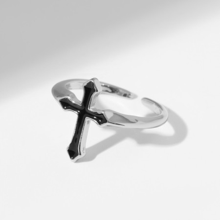 The ring "Cross" Gothic, the color is black in silver, dimensionless