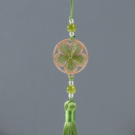 Textile suspension, metal "Flower in the frame" Green 1x3x19.5 cm-1