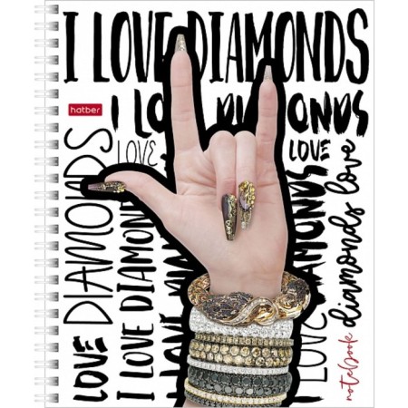 Notebook of 48 sheets in a cage on the crest I love diamonds, cover coated cardboard, an offset block 65g/m2, mix-2