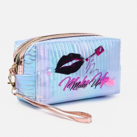 Cosmetic bag with lightning, blue color