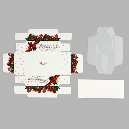 Folding box with a plastic lid “Happy New Year!”, 16.5 x 11 x 4 cm, New Year-4
