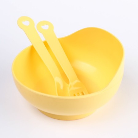 A set of children's dishes, 3 objects: a bowl 250 ml, a spoon, fork, from 5 months., Mix colors