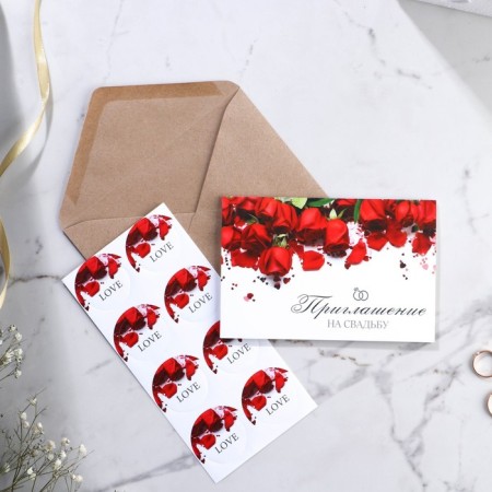 Invitation in the craft envelope for the wedding "Red Roses", 10 x 15 cm-3